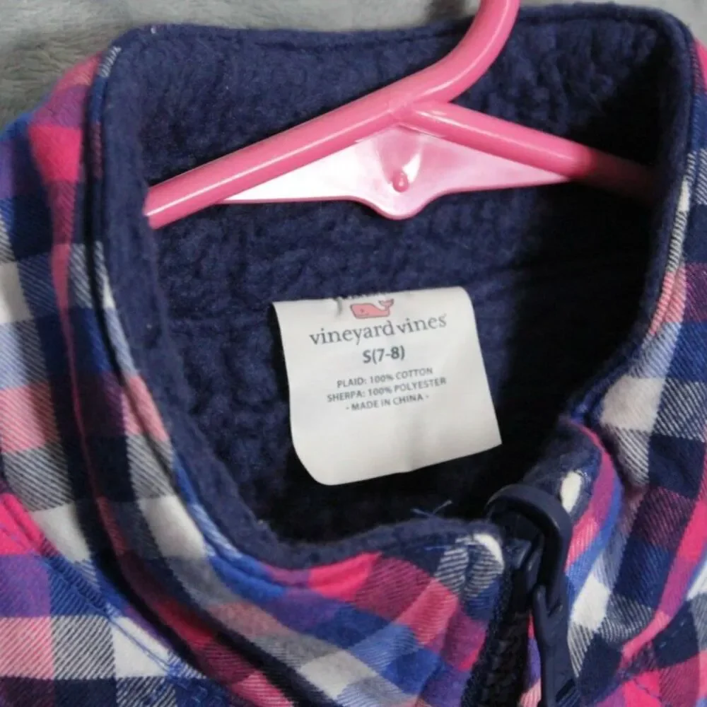 Vineyard Vines Pink and Blue Plaid Kids Vest